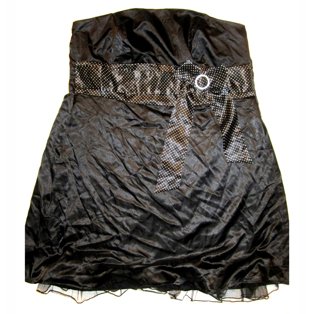 Torrid Dress PLUS 22 3X Black Satin Polka Dot Cocktail Formal Retro Prom NEW
